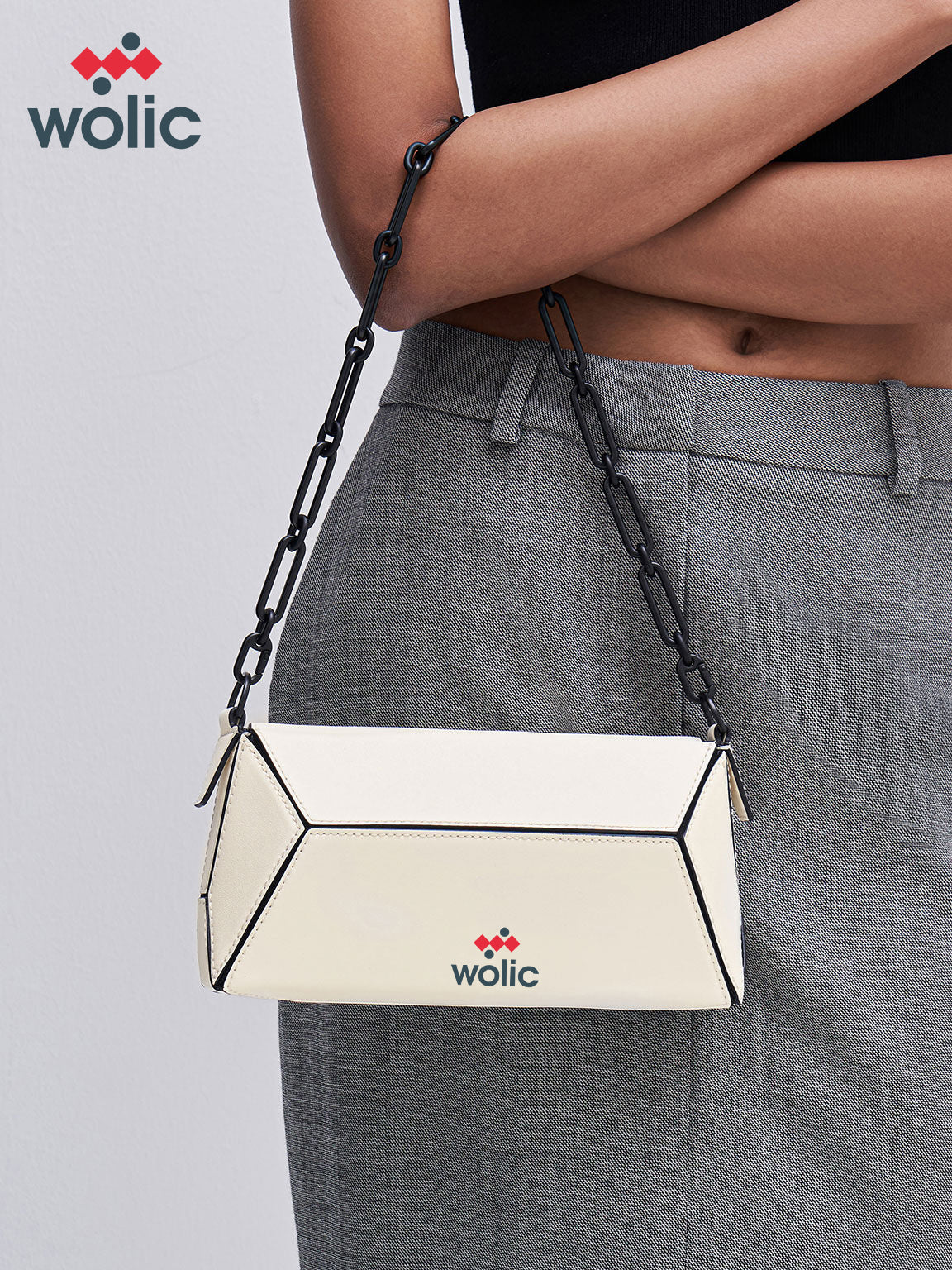 WOLIC™- Nasrin Geometric Chain-Handle Shoulder Bag - Multi